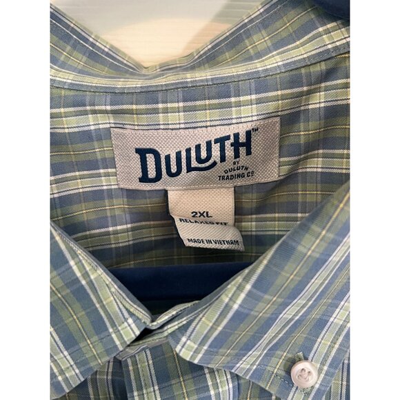Duluth Trading Co. Green Plaid Long Sleeve Button Down Shirt Men's 2XL - Picture 5 of 9